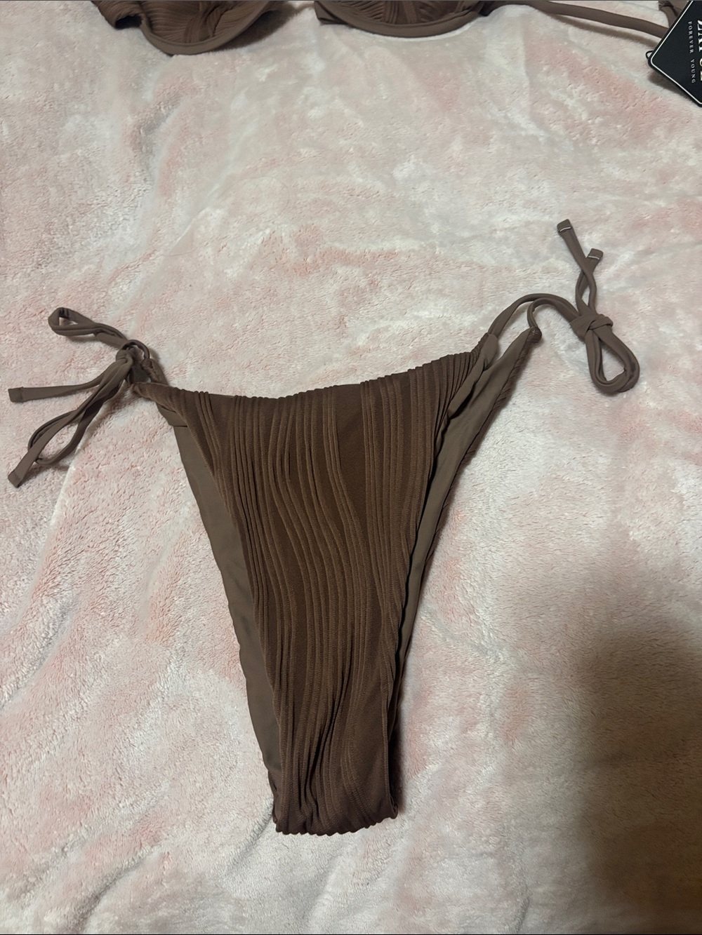 Zaful Brown Textured Tie-Side Bikini - Picture 6 of 6
